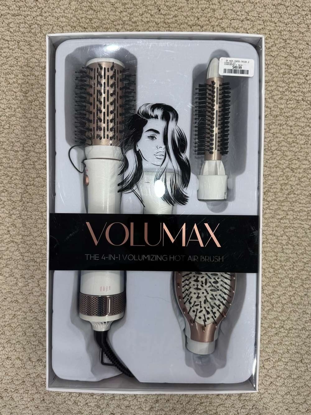 Volumax 4-in-1 Volumizing Hot Air Brush in White and Rose Gold